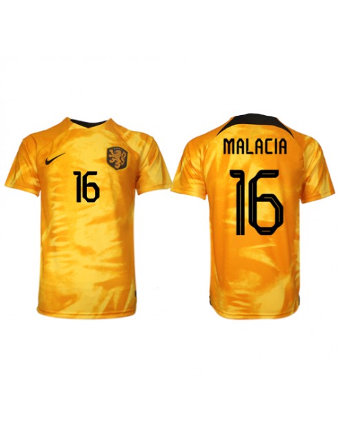 Nederländerna Tyrell Malacia #16 Replika Hemmakläder VM 2022 Kortärmad